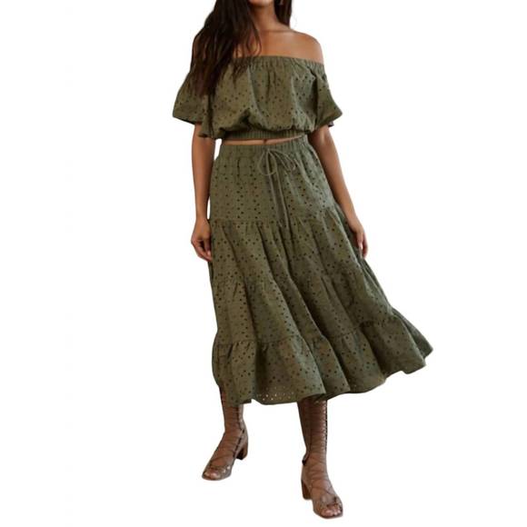 NEW BY TOGETHER emme eyelet top in moss - Picture 1 of 3